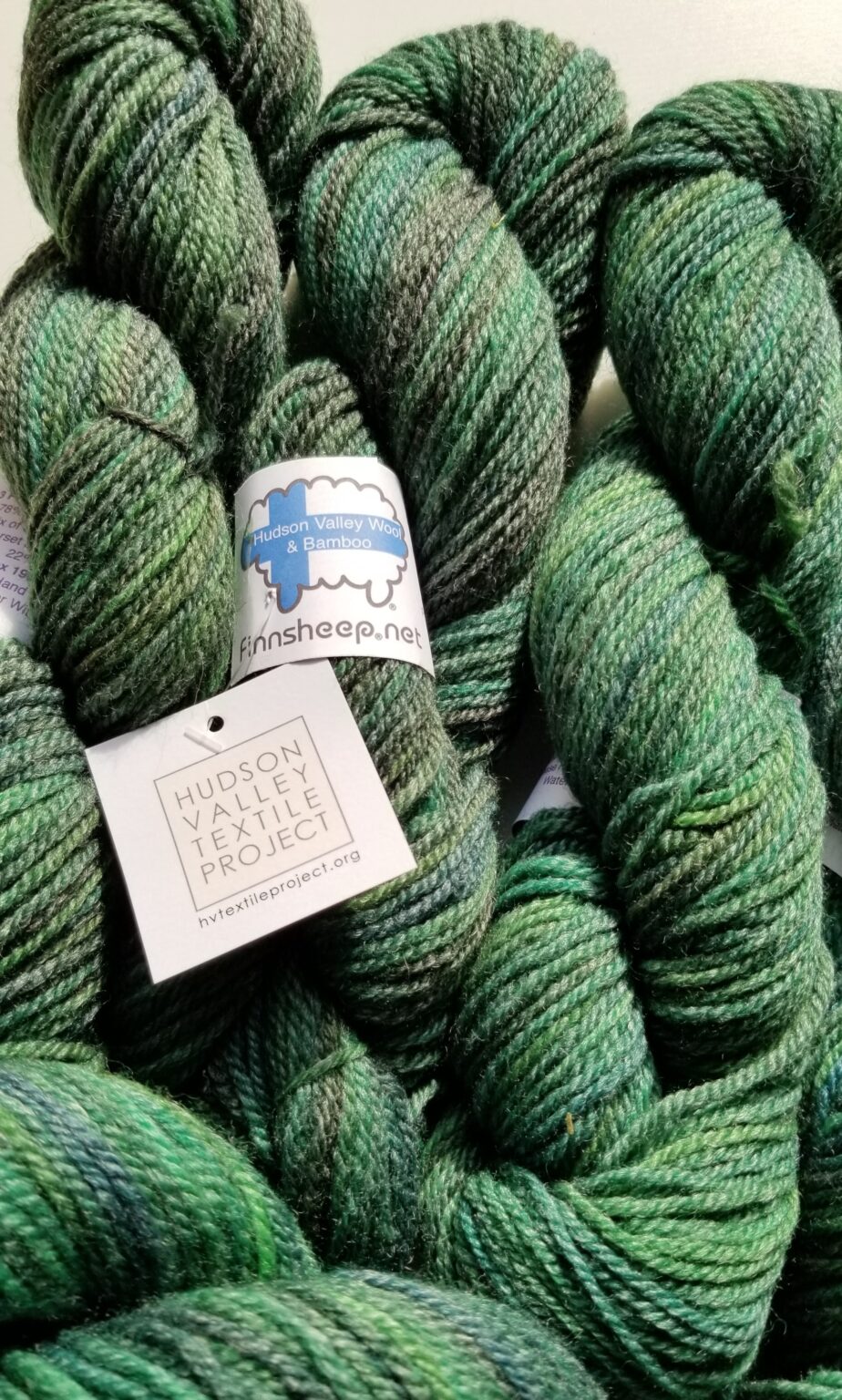 Local WOOL and BAMBOO 3 Ply 'Mossy' Green Variegated Yarn, Worsted