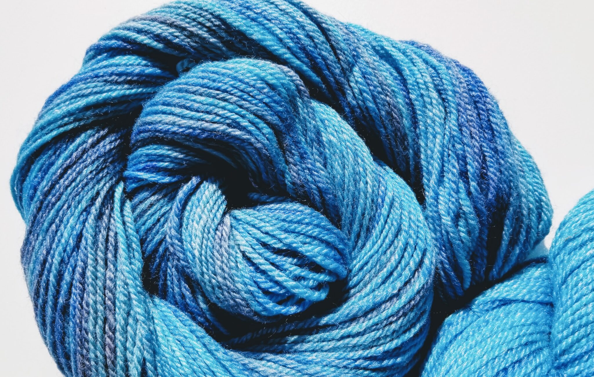 Local WOOL and BAMBOO 3 Ply Blue Variegated Yarn, Worsted Weight 78/22