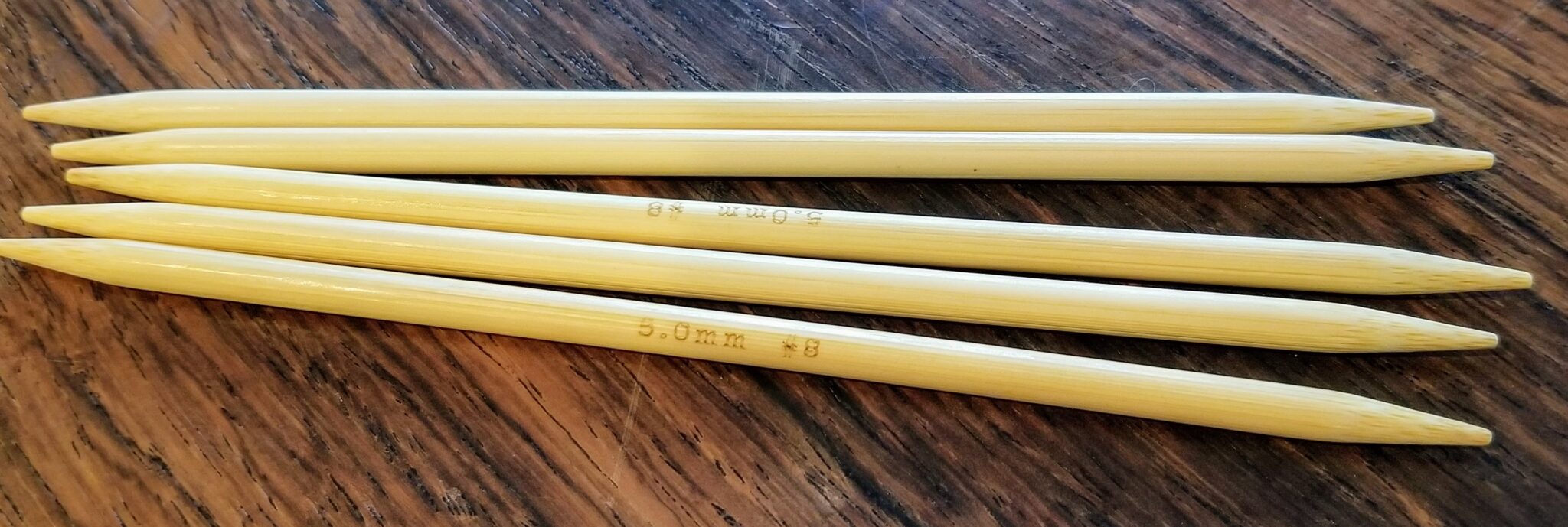 Bamboo Double Pointed Knitting Needle Set of 5, size 5.0mm, US 8, Free